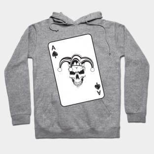 Evil Jester Ace of Spades Skull Playing Card Hoodie